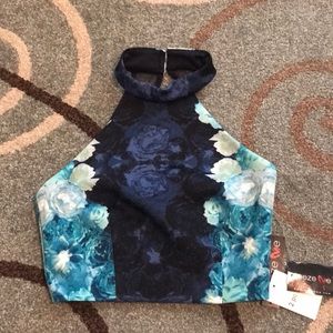 NWT Cute Floral Blue Summer Crop Top